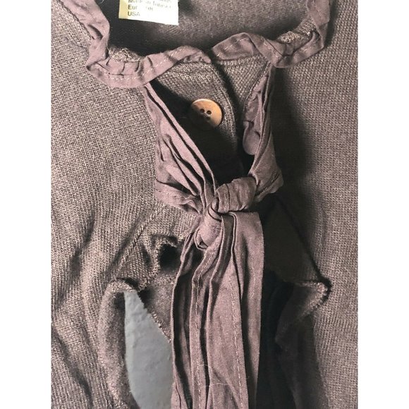 Jottum Girls 3T Brown Bolo Cardigan Sweater Cotton Blend Dutch Euro Bow Ruffle - Picture 5 of 8